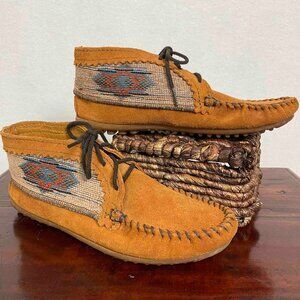 Minnetonka Southwestern Suede Ankle Boots El Paso Aztec Print Womens Size 7